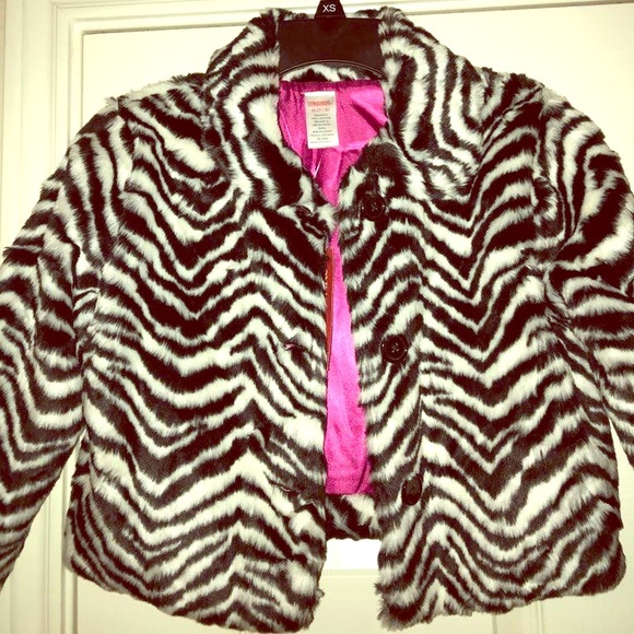 Vintage Gymboree Black & White Fur Pea Coat 7/8 M - Picture 4 of 5